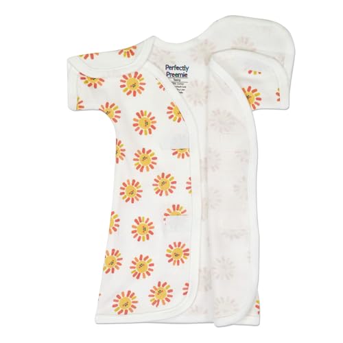 Open-Shoulder Short-Sleeve Cotton NICU Gown - Newborn (5-8lbs)2