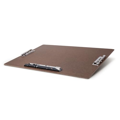 17x11 Clipboard Hardboard Panel Featuring 3 Clips Brown