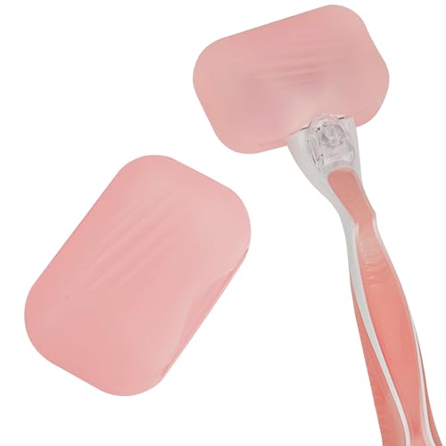 LUEXBOX 2 Pack Razor Silicone Covers Portable Shaver Holder for Travel Razor Cover Compatible with Venus Razor Travel Case Blade Container Storage Shaver Holder (Pink)