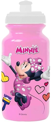 Tataway Borraccia rosa per bambine in plastica Disney Minnie Mouse da 380 ml con chiusura antigoccia e banda antiscivolo