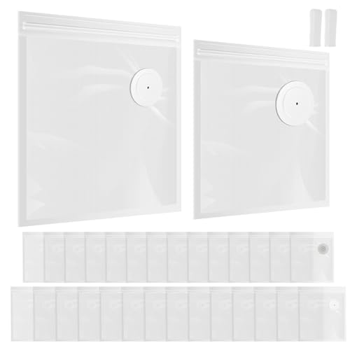 30 Pcs Resealable Vacuum Food Preservation Bag Vacuum Sealer Bags for Food Vacuum Storage with Air Valve Freezer Bags Ideal for Freshness Preservation 15 Small and 15 Medium