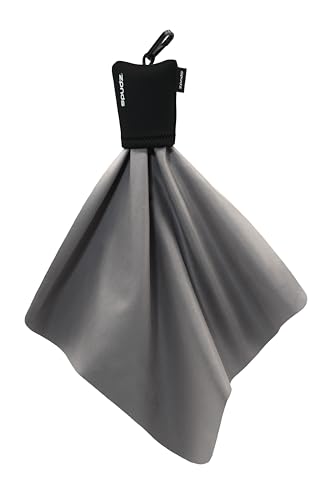 SPUDZ Classic Microfiber Lens Cleaner – Clip-On Pouch, Washable – for Binoculars, Scopes, Glasses, Screens | Black, 10 x 10 Inch