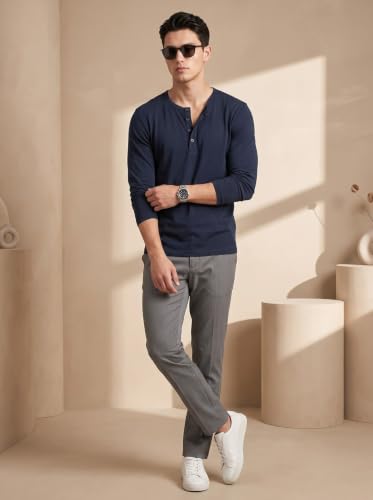 Image of BULLMER Men's Trendy Full Sleeve Henley Neck T-Shirt | Cotton Blend Solid Casual Tee | Stylish Menswear for Everyday | Sizes S to 2XL - Pack 1
