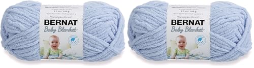 Image of Bernat Baby Blanket Yarn, 3.5 oz, Gauge 6 Super Bulky, Baby Blue (Pack of 2)