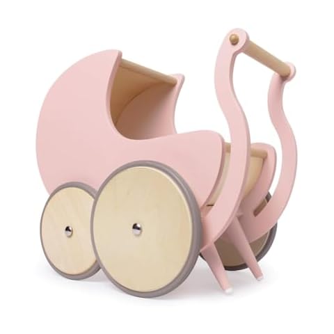 Kinderfeets Pram Walker - Toy Stroller for for Babies, Kids, and Toddlers | Sustainable and Eco-Friendly | 2-in-1 Walker and Stroller Design (Rose) Cover