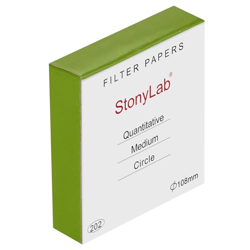 Image of stonylab Quantitative Filter Paper Circles, 108mm Diameter Cellulose Filter Paper with 20 Micron Particle Retention Medium Filtration Speed, Pack of 100 (108mm Diameter)