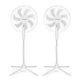 Aigostar Ventilador de Pie con 7 Aspas, Altura Ajustable 108-130cm, Ventilador Silencioso (43 cm Ø), Oscilante 70°, 3 Velocidades, para Salón, Dormitorio y Oficina, Erika, 2 Unidades