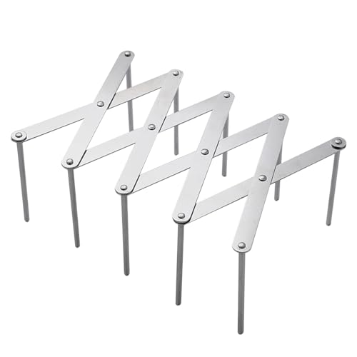 Huakaile Adjustable Plate Organizer Rack, Retractable Small Dish Drying Rack, Stainless Steel Pot Lid Organizer for Cabinet Kitchen Cover Cutting Board Bakeware Storage Steam Rack (1 Pack)