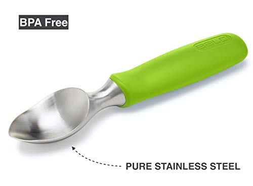 Balci Ice Cream Scoop - Heavy Duty Stainless Steel Icecream Scooper With Non-Slip Rubber Grip - Professional Metal Ice-Cream Spade - Dishwasher Safe – Green #TOP3