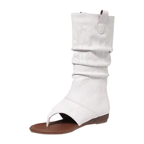 Bottines mi-hautes style western femme sandales bottes d'été