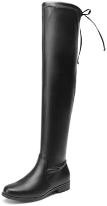 DREAM PAIRS Overknee-Oberschenkelhohe Stiefel für Damen | Stretchschaft, Rundzehe, 1-Zoll-Blockabsatz, Seitlichem Reißverschluss, Bequem Anzuziehen