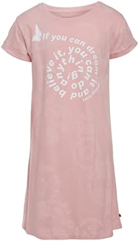 Lucky Brand Girls' Short Sleeve Cotton T-Shirt Dress, Relaxed Fit with Tagless Interior, Pink Swirl, 12-14