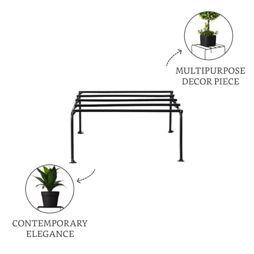 Image of Amazon Brand - Solimo Metal Flower Pot Stand (Black, Set of 4, Square) | Gamla Stand for Home | Plant Stand for Balcony | Premium Stand | Living Room