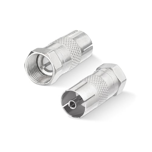 Superbat F Male to TV Pal Female Coax Adapter Kit 2Pcs 75ohm Aerial Socket for Satellite, Antenna, Aerial Cables Compatible with TV, Router, Modem, Satellite Receiver, Audio/Video Equipment