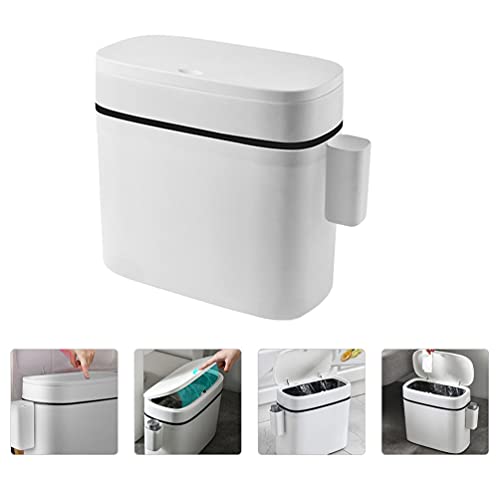 LIFKOME Badezimmer Mülleimer 14L- Badezimmer- Mülleimer mit Deckel Dünnes Kunststoff- Schmale Schlafzimmer- Mülltonne Walkbasket- Pressetyp- Deckel Müll- Container- Behälter für - Image 7