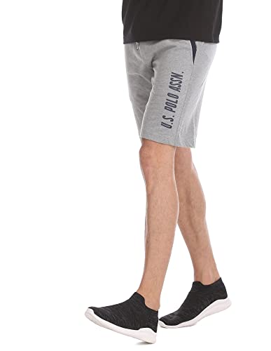 U.S. Polo Assn. Men’s Comfort Fit solid Cotton Poly Shorts Pack of 1 (I668-003-PL_GREY MEL_L)