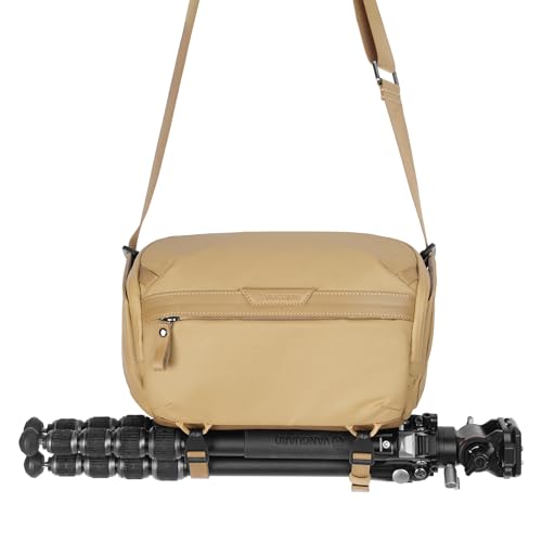 Image of VANGUARD VEO Metro S4L Camera & Everyday Shoulder Bag (Beige) - Fits Mirrorless /DSLR + 2 Lenses, 8.3 inch Tablet Storage, Top-Access Design, Travel-Ready