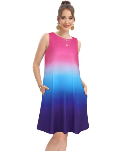 Image of elescat Women's Summer Dresses Casual Sleeveless Loose Sundress with Pocket