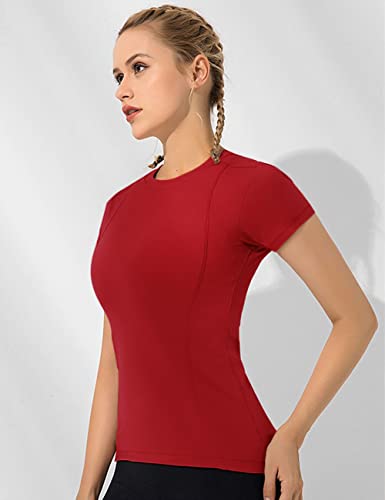 Image of Loovoo Women Workout Shirts, 1 /2 /3 Pack Short Sleeve Compression Tee | Tight Fit Gym Basic Tops, Athletic Quick Dry Crew Neck 4-Way Stretch, Flat Seams Ideal for Yoga, Gym, Running and Daily Wear