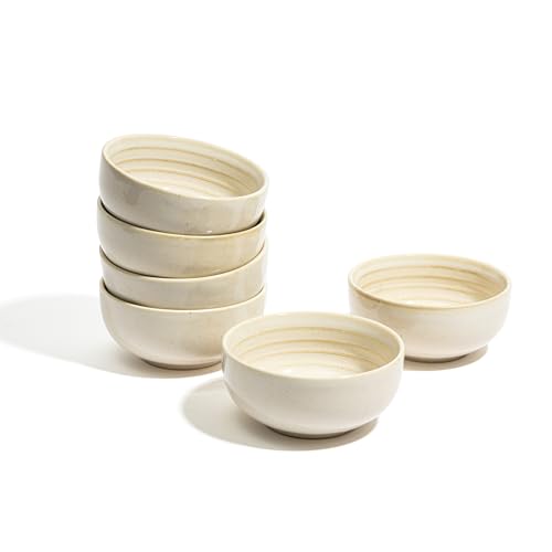 Image of Beyond Homes Ceramic Bowl Set of 4, 240ml | Microwave & Dishwasher Safe Dal Curry Katori for Kitchen | Ceramic Serving Bowls for Snack & Vegetables | Matte-Finish (4, Reactive White)