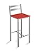 ASTIMESA Taburete Alto de Cocina con Franjas horizontales Asiento 70 cms Polipiel Rojo
