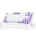 AJAZZ AK820 Wired Mechanical Keyboard, 75% Gaming Keyboard with Volume Control Knob, PBT Keycaps, 82 Keys, Five-Layer Sound Insulation Pad, South-Oriented RGB, Full-Key Hot Swap, Blue White Purple