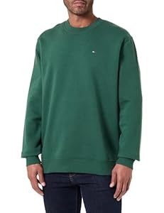 Tommy Jeans TJM Reg S Flag Crew Dm0Dm20741 Pull en Molleton pour Homme, Vert (pin ombré), M