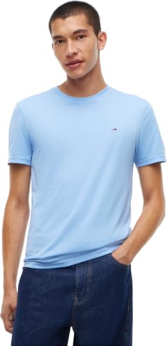 Tommy Jeans Herren-T-Shirt, kurzärmelig, Rundhalsausschnitt, Blau (Westside Blue Htr), L – Ansicht 1