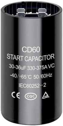 30-36 uf/MFD CD60 Round Start Capacitor ±20% 50/60 Hz 330-375 VAC Round Motor Well Pump Start Capacitor (30-36 uf/MFD, 1)