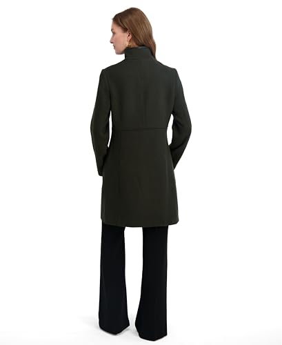 Image of TAHARI Women's Slim Fit Soft Wool Blend Walker Coat With Pu Trim, Stretch Lining & Front Button Closure