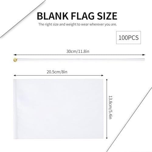 100pcs Blank Sublimation Flags - White and Empty Small Flags on Sticks for Decorating - DIY Sublimation Garden Flag - Image 2