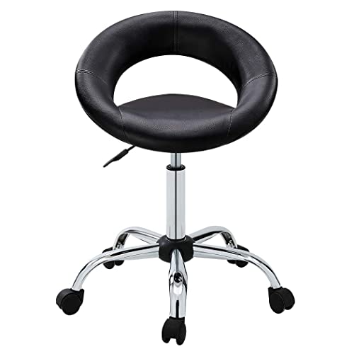 Work Stool Wy-171Xf Crescent Adjustable Swivel Task Chair On Wheels Duhome (Black) #TOP7