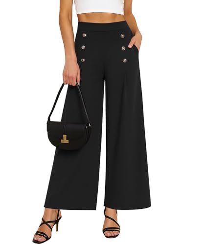 KUOTAI Womens Baggy Wide Leg Pants High Waisted Lounge Casual Loose Palazzo Trousers with Pockets
