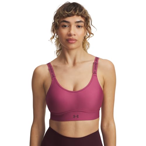 Under Armour Women's Infinity Mid Impact Sports Bra, (659) Fuchsia Dusk / / Dark Maroon, (Large) A/C