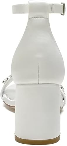 Miniatura 4 de Sandalias de boda con tacón de bloque Zapatos para novia Punta abierta Cristales Formal Fiesta Tacones Sandalia 1151-3