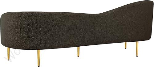 Image of Rosewood Luxury Curved Sofa in Premium Boucle Fabric | Solid Wood Structure | High Density Foam | Sturdy Golden Legs | Comfortable & Stylish Couch for Modern Living Room (Brown, 3 Seater)
