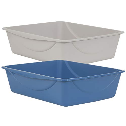 Petmate Open Cat Litter Box- Mouse Grey #TOP6