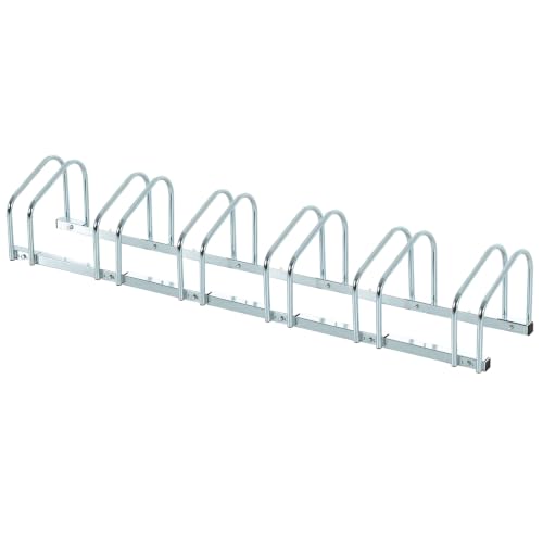 HOMCOM Râtelier 6 Vélos Pneu 65 mm VTT Enfants BMX 179 x 33 x 27 cm Argent