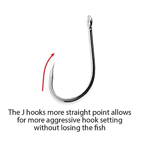 Team Catfish 8/0 Jack Hammer J Hooks (4 Pack) Wide Gap Design To Hold Live Bait, Cut Baits, And Plastics #TOP1