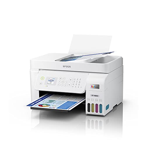 Epson Ecotank 4800 Series All-In-One Color Inkjet Printer | Print Copy Scan Fax | Wireless Ethernet Usb | Mobile & Voice-Activated Printing | Adf | Print Up To 10 Ppm | 1.44" Lcd + Delca Printer Cable #TOP2