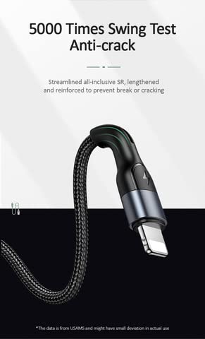 Cabo iPhone Reforçado em TPE 1 Metro Anti dobras iPhone 5 6 7 8 X 11 12 Usams