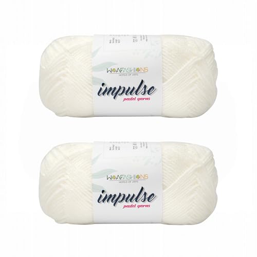 Image of WOAFashions Impulse Hand Knitting & Crochet Yarn, Premium Acrylic, 4 : Medium (White) (2x100gms / 3.5oz / 200mtr / 218yds)