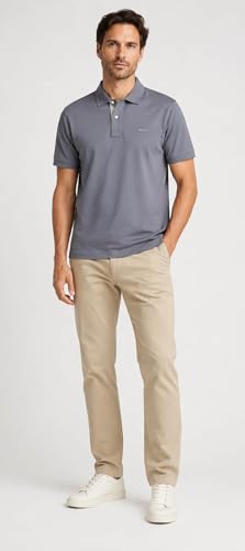 Polo Gant pique haut de gamme en coton gris taille M - 5