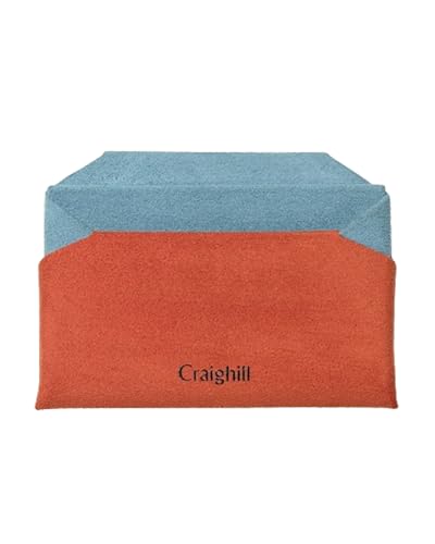 Craighill Batten Card Wallet - Slim Business Card Holder & Organizer, Ultrasuede, 3 Pockets, Holds 6 Cards - Sky & Orange