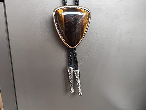 Image of Turquoise Agate Granite BOLO Tie for Men Women Leather Wedding Necklace Western Cowboy Necktie