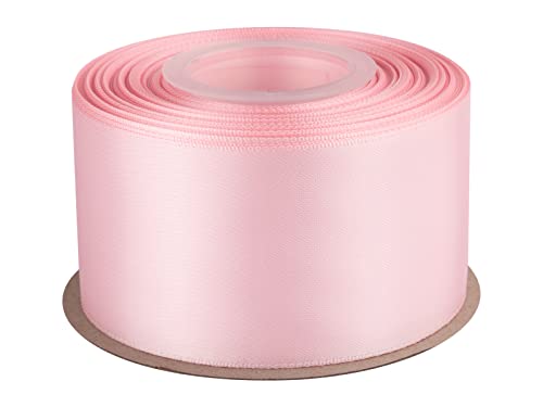 2" Inch Double Faced Satin Ribbon Lt. Pink Solid Polyester Craft Ribbon - 25 Yards Perfect for Gift Wrapping, Crafts, Wreath, Wedding Party Ceremony Decoration, Floral Arrangement, Sewing