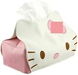 Large Waterproof Oilproof Leather Towel Box for Kitchen Bathroom Pink Napkins Box Holder Anime Cat Car Facial Tissue Holder Cartoon pu Tissue Box Holder Cover Cute Leather Car Tissue Holder for Car