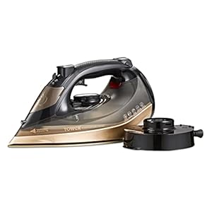 Tower T22022GLD Ceraglide 360 Cord Cordless Steam Iron with Rapid Heat-Up and Recharge, 2800W, Black and Gold