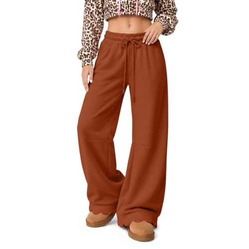 Wide Leg Sweatpants Women Baggy Scalloped Lounge Sweatpants Sweat Pants - image 4