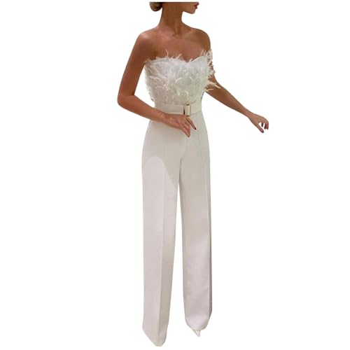 Generisch Hosenanzug Damen Festlich Hochzeit Trägerlos Overall Elegant Sommer Hochzeitsgast Jumpsuit Lang Eleganter Palazzo Hose Outfit Set Hosenanzüge Zweiteiler Weiß L Generisch Hosenanzug Damen Festlich Hochzeit Trägerlos Overall Elegant Sommer Hochzeitsgast Jumpsuit Lang Eleganter Palazzo Hose Outfit Set Hosenanzüge Zweiteiler Weiß L